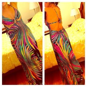 Tropical Floor Length Gown NWOT