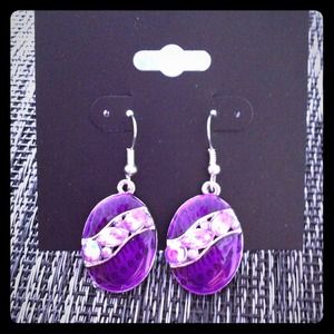 Purple Rhinestone Earrings. NWT