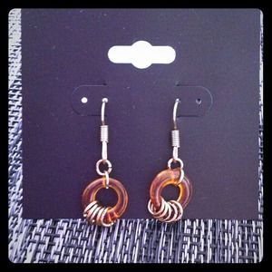 Brown Glass Circle Earring. NWT