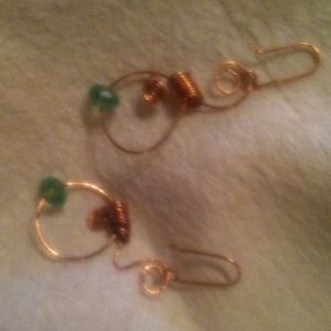 Handmade crystal on copper spiral earrings