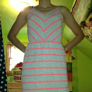 Gray & Orange Striped Summer Dress