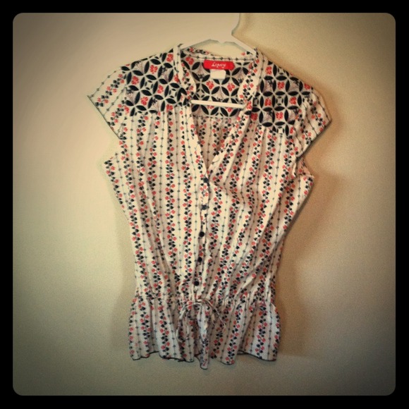 Black, red, and white top