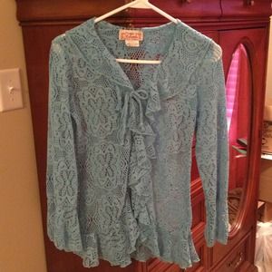 Ruffled front lace shirt