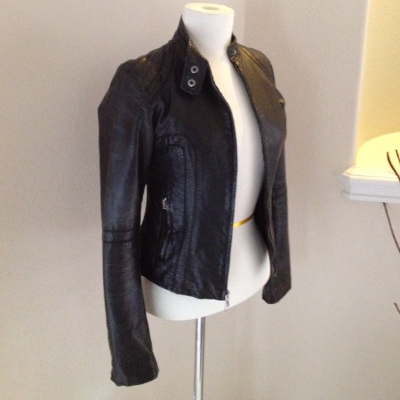 Reserved-Faux Distressed Leather Jacket