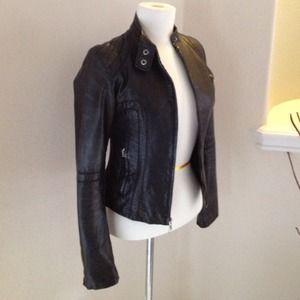 Reserved-Faux Distressed Leather Jacket