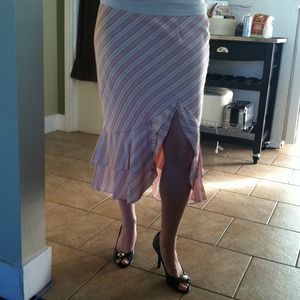 Pink stripe ruffle skirt.