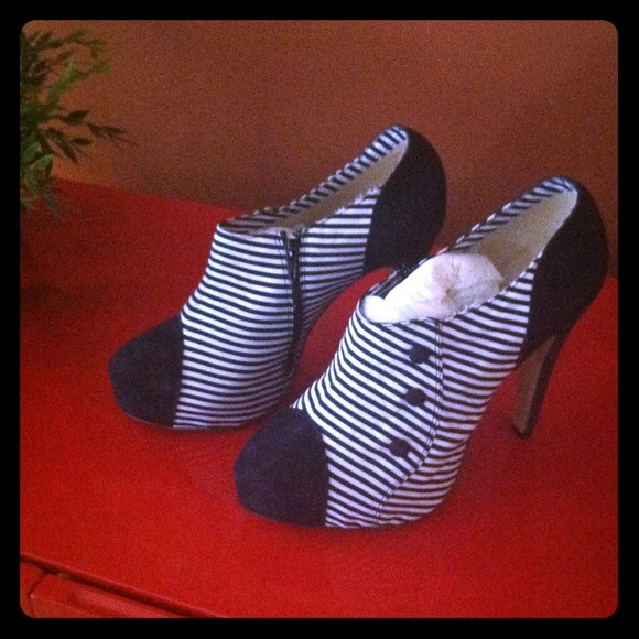 Custom made blue and white booties