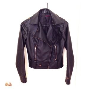 Black Faux leather biker jacket from nordstrom.