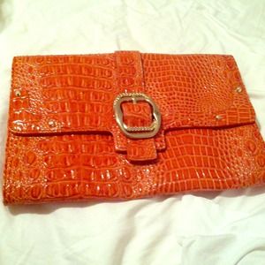 Jessica Simpson Orange envelope clutch
