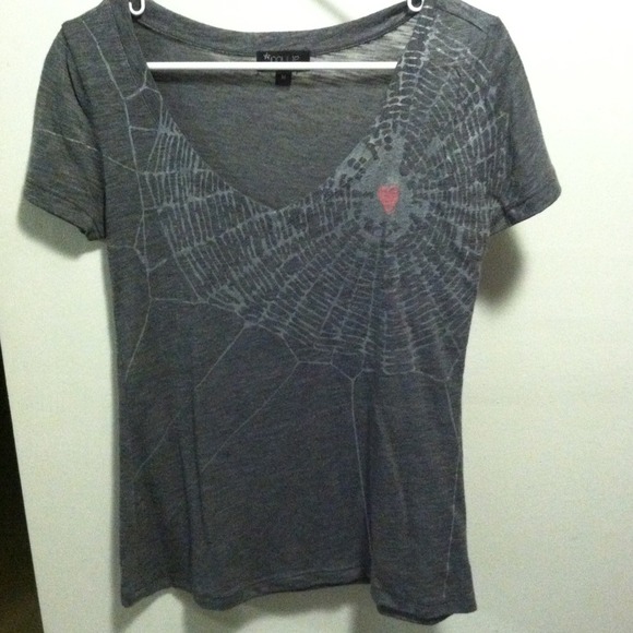 ⛔SOLD⛔Grey Tee with Silver Spiderweb