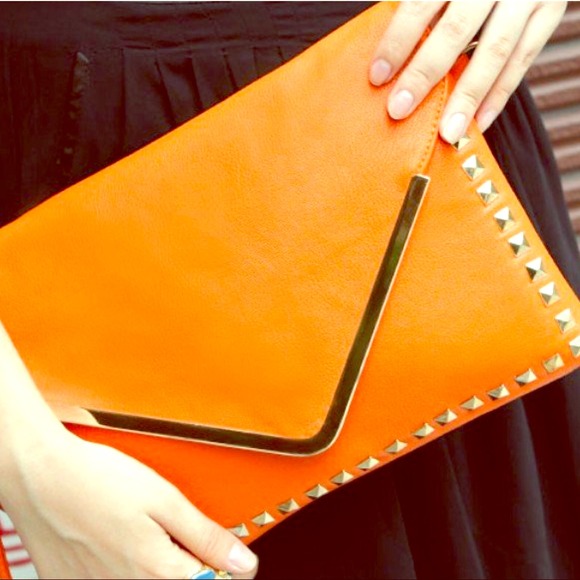 🚫SOLD🚫Studded Envelope Clutch in Orange