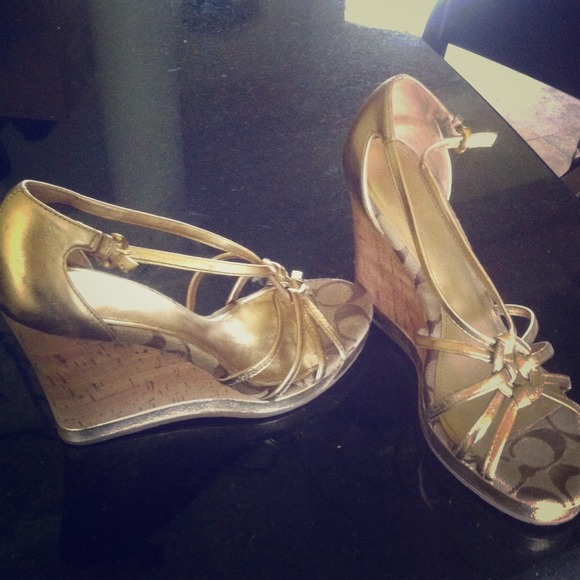 Authentic Coach Metallic Gold Espadrilles
