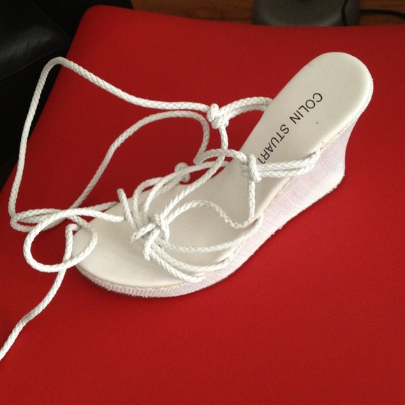 White wedge heels