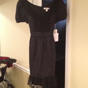 Short sleeve Black dress with lace detailing