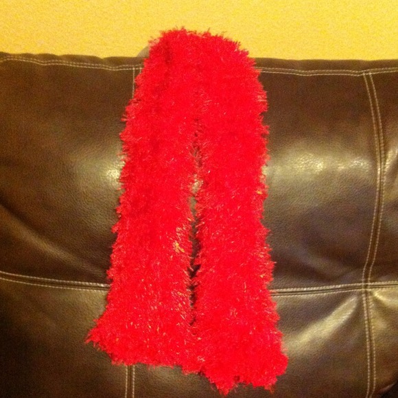 Red Fluffy Scarf