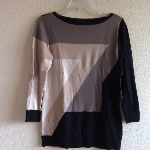 Ann Klein Geometric Single Sleeve Sweater