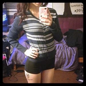 Navy blue stripped button up cardigan