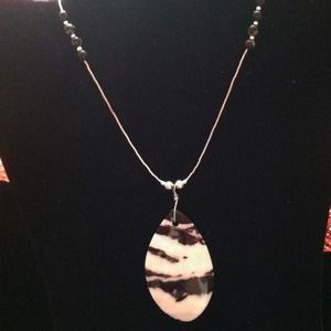 Zebra jasper and sterling silver necklace set