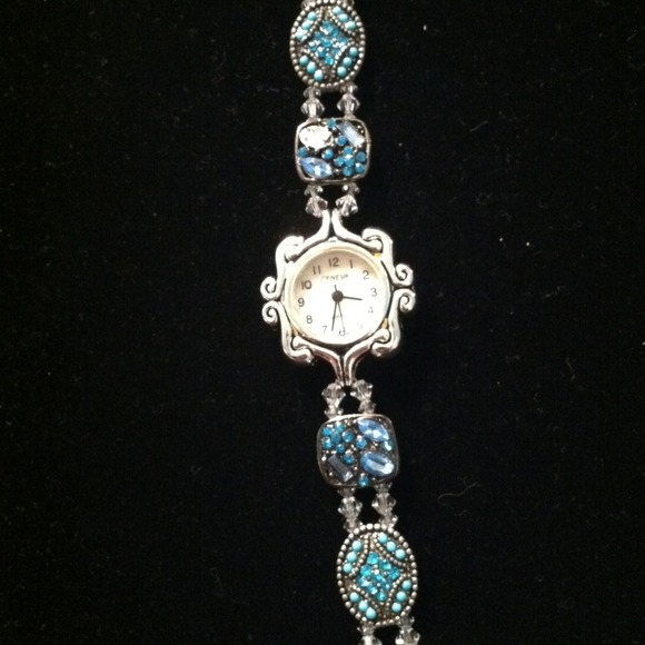 ***SOLD***Swavroski crystal and turquoise watch