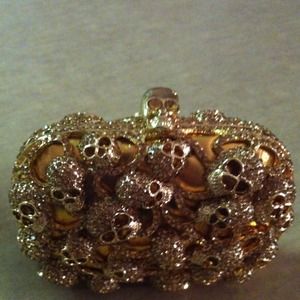 Gold skull clutch