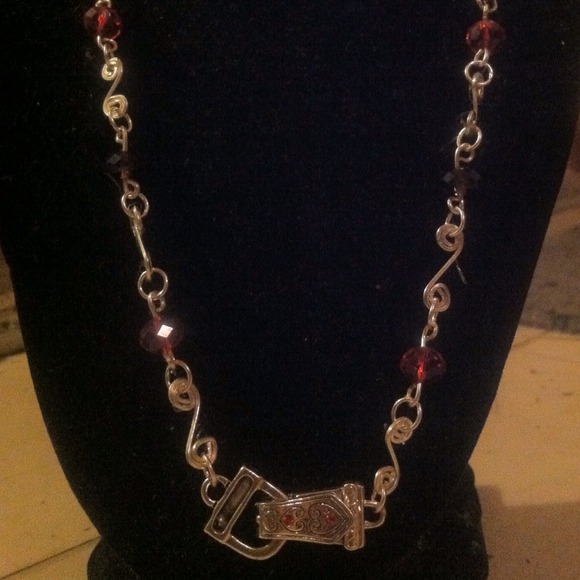 Red & Purple Crystals on 21" handmade sp chain - Picture 1 of 4