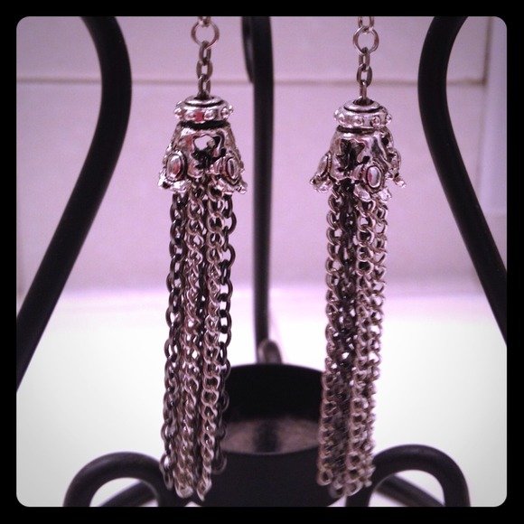 Silver/Black Chain Earrings