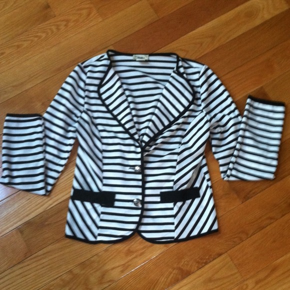 Black and white striped blazer