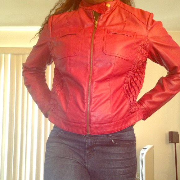 Hot Red Motorcycle Leather Jacket!****SOLD****