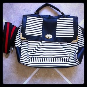Striped black and white purse