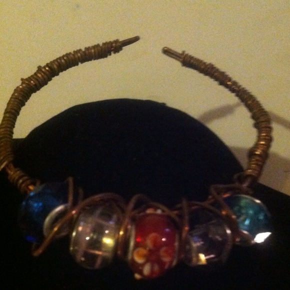 Copper Bangle w/pandora type  beads