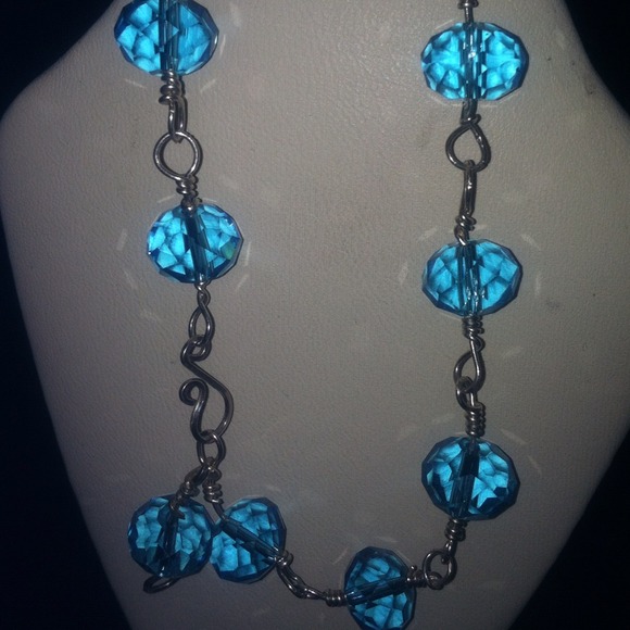 Icy Blue Crystals on Sterling Silver Anklet.