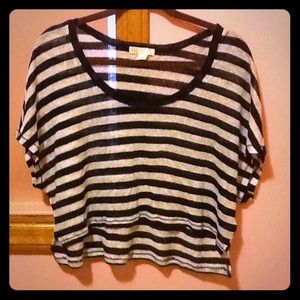 New navy and white oversized striped crop top.