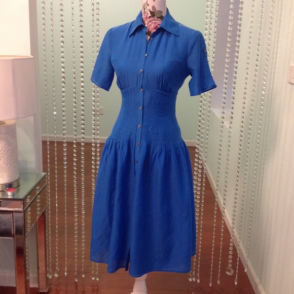 Royal blue dress.