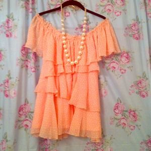 Coral chiffon layer shirt