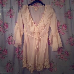 Cream chiffon shirt/dress with lace