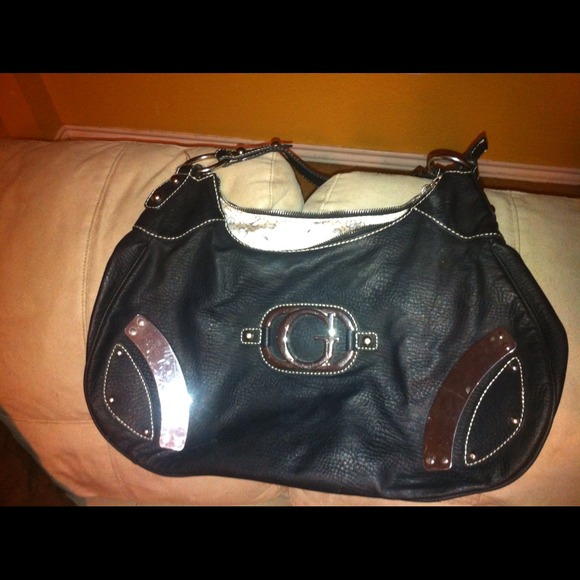 Guess black leather hobo bag