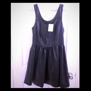 Faux Leather Black Dress