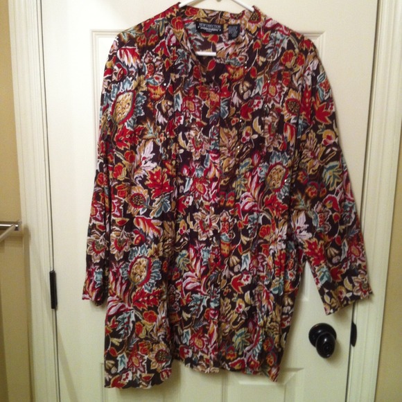 Beaded button down top