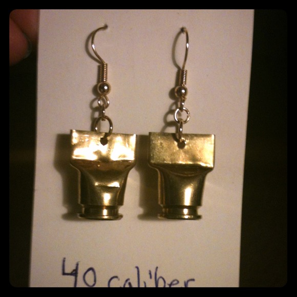 .40 Caliber Bullet Brass Earrings