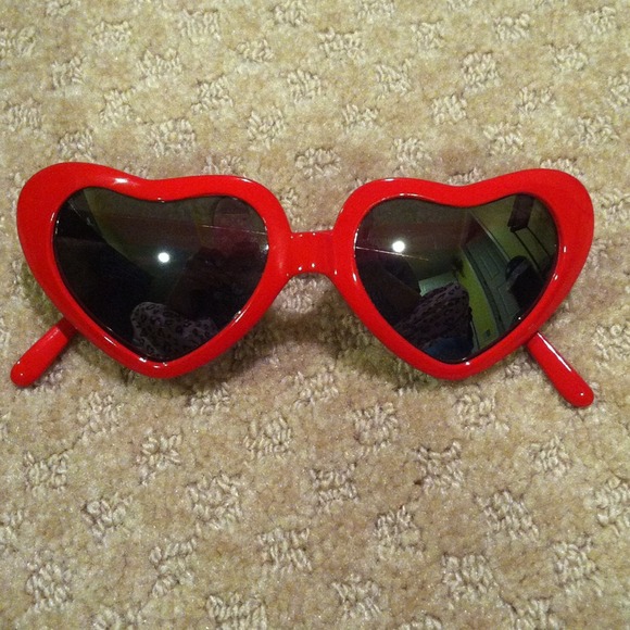 Red heart shaped sunglasses