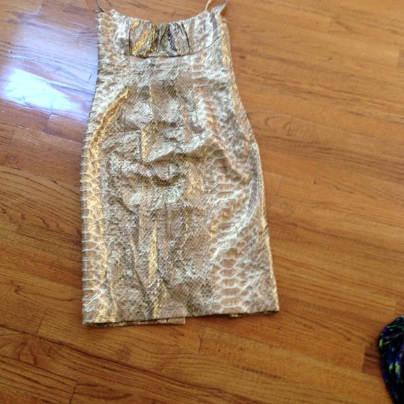 Vintage Tracy Reese vintage metallic 100% silk gold tone dress