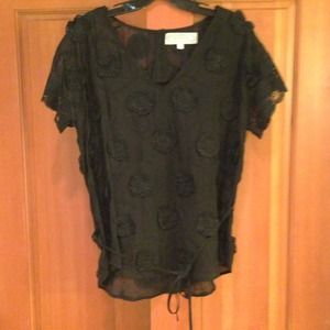 Beyond Vintage black cotton and silk top