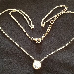 C. Z.  14k Yellow Gold Plated Silver 925 Necklace