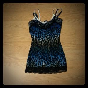 Blue cheetah print tank top Sz S