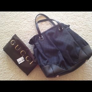 Authentic Gucci black monogram oversized tote bag