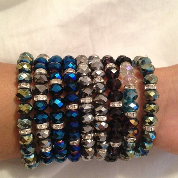Crystal basic bead stretchy bracelet