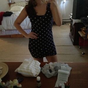 Bow back polka dot bodycon dress