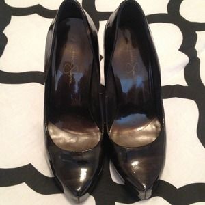 Dark brown multi patent Jessica Simpson pumps