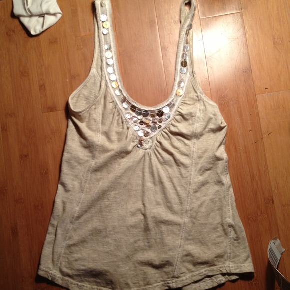 Free people Rustic tan tank with stones