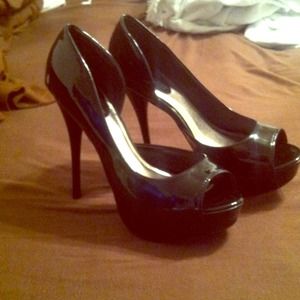 High heeled peep toe shoes